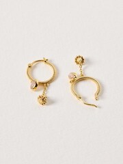 Oliver Bonas Gold Tone Philomena Opalite Hoop Drop Earrings - Image 4 of 5