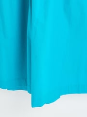 Oliver Bonas Blue Shirred Cross-Over Strap 100% Cotton Midi Dress - Image 9 of 9