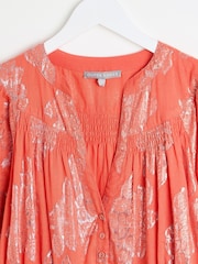 Oliver Bonas Red Floral Tiered Mini Dress - Image 6 of 9