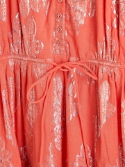 Oliver Bonas Red Floral Tiered Mini Dress - Image 8 of 9