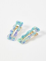 Oliver Bonas Purple April Marble Wavy Hair Clips Set of Two - Image 1 of 1