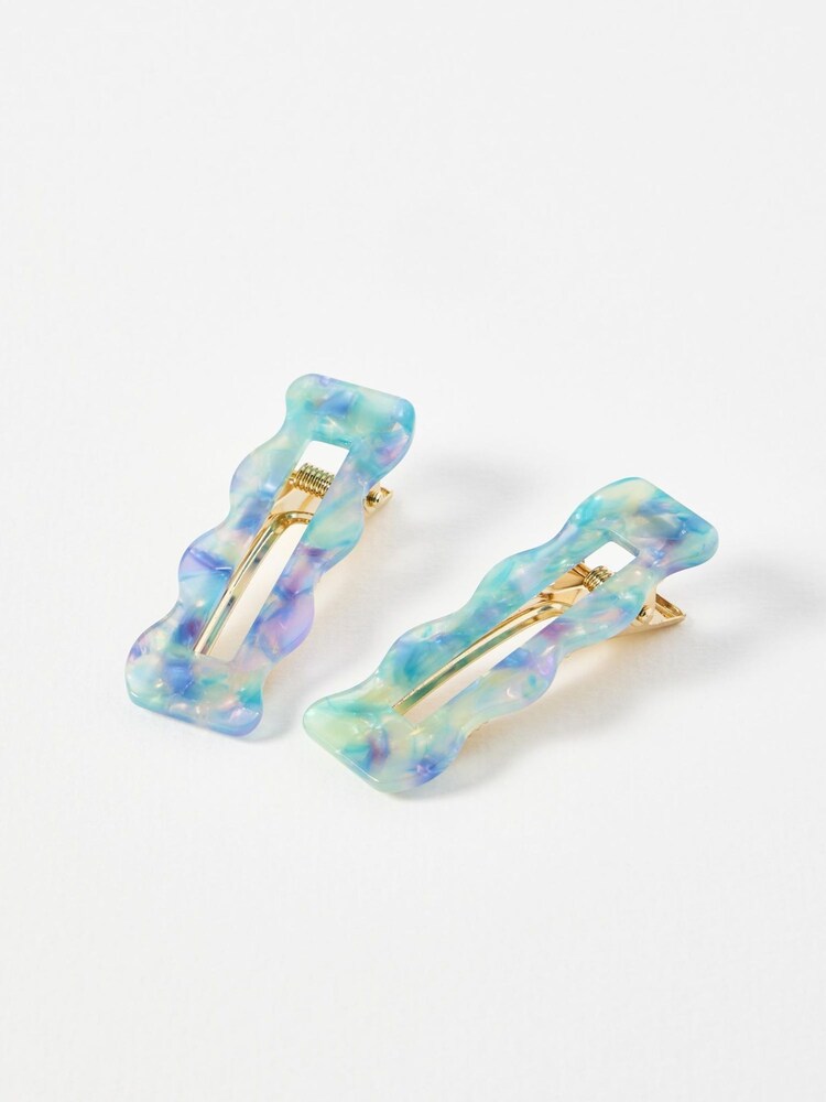 Oliver Bonas Purple April Marble Wavy Hair Clips Set of Two - Image 1 of 1