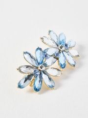 Oliver Bonas Blue Evelyn Blue Stone Flowers Statement Barrette Hair Clip - Image 1 of 2