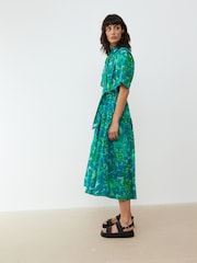 Oliver Bonas Green Daydream Floral Midi Shirt Dress - Image 1 of 9
