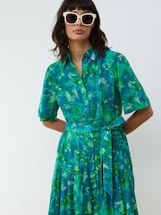 Oliver Bonas Green Daydream Floral Midi Shirt Dress - Image 3 of 9