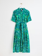 Oliver Bonas Green Daydream Floral Midi Shirt Dress - Image 4 of 9