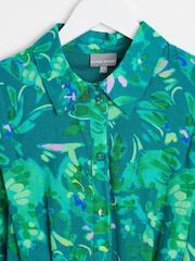 Oliver Bonas Green Daydream Floral Midi Shirt Dress - Image 6 of 9