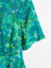 Oliver Bonas Green Daydream Floral Midi Shirt Dress - Image 7 of 9