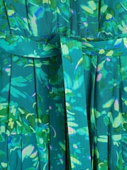 Oliver Bonas Green Daydream Floral Midi Shirt Dress - Image 8 of 9
