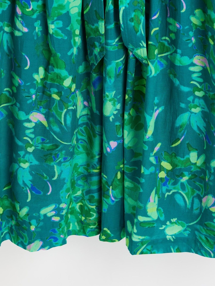 Oliver Bonas Green Daydream Floral Midi Shirt Dress - Image 9 of 9