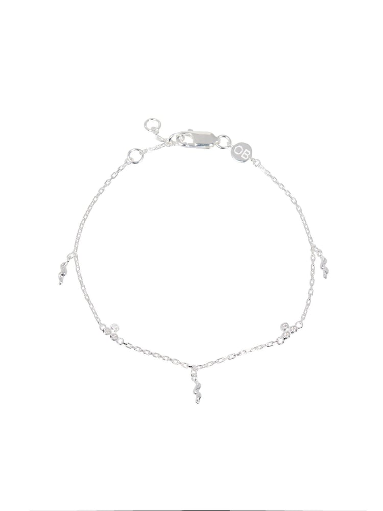 Oliver Bonas Silver Tone Martha Molten Charm Chain Bracelet - Image 1 of 5