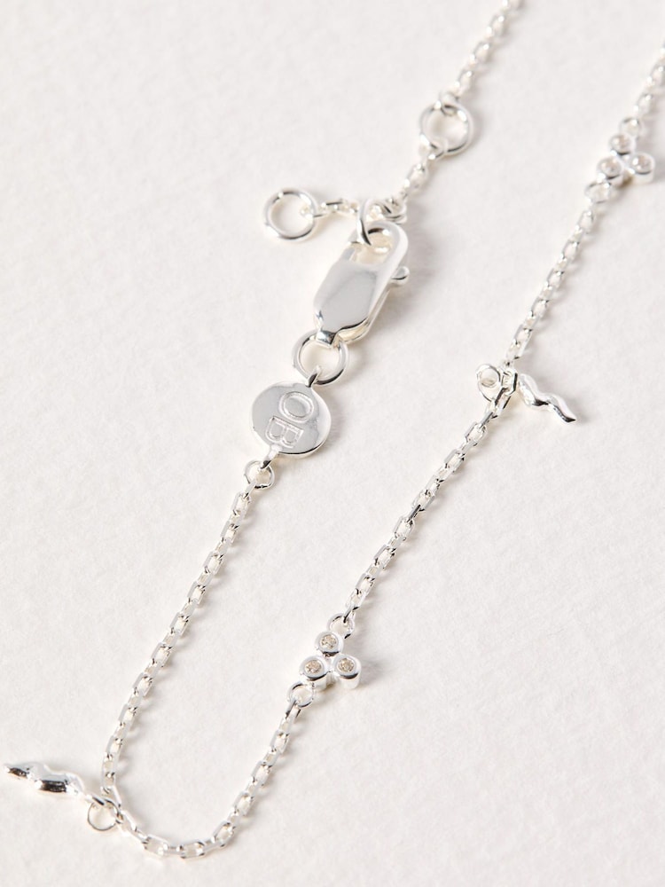 Oliver Bonas Silver Tone Martha Molten Charm Chain Bracelet - Image 2 of 5