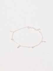 Oliver Bonas Silver Tone Martha Molten Charm Chain Bracelet - Image 3 of 5