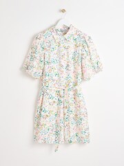 Oliver Bonas White Hazy Texture Mini Shirt Dress - Image 4 of 9