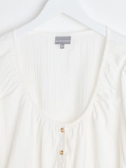 Oliver Bonas White Textured Scoop Neck Short Sleeve Blouse - Image 6 of 8