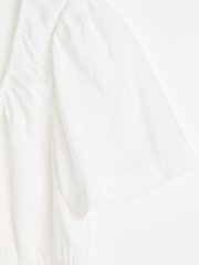 Oliver Bonas White Textured Scoop Neck Short Sleeve Blouse - Image 7 of 8