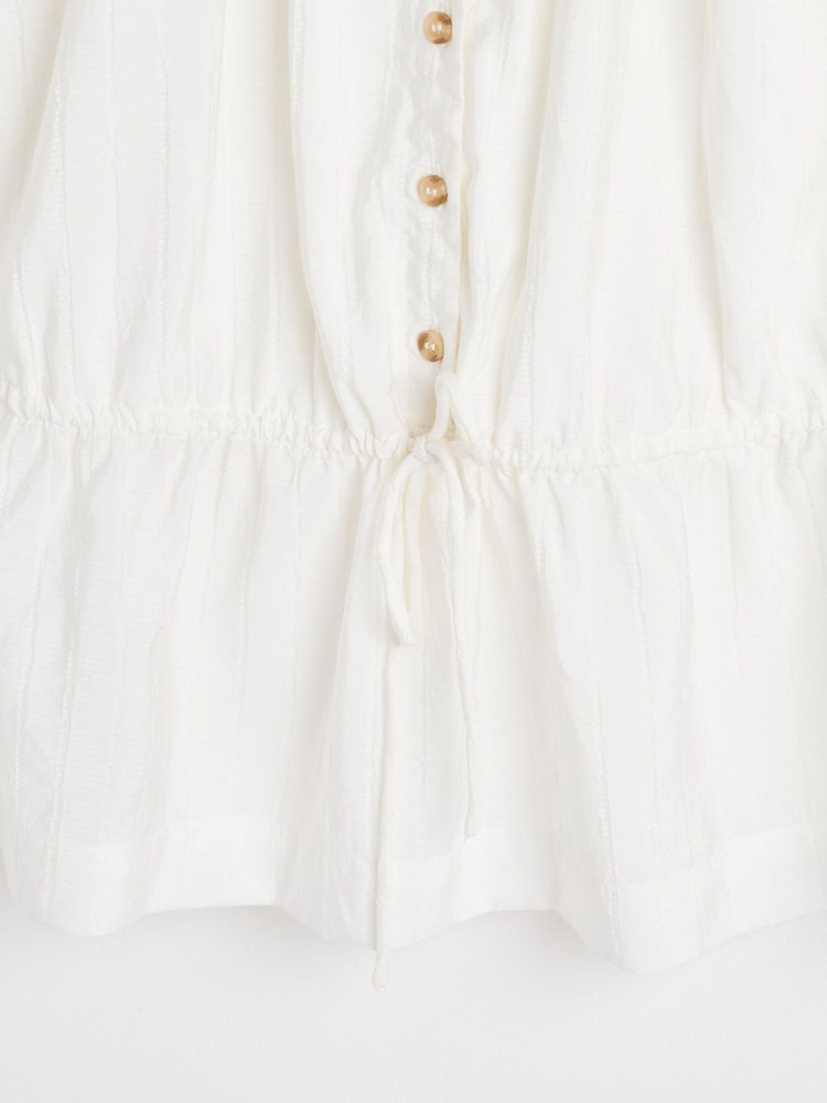 Oliver Bonas White Textured Scoop Neck Short Sleeve Blouse - Image 8 of 8 Oliver Bonas White Textured Scoop Neck Short Sleeve Blouse - Image 8 of 8