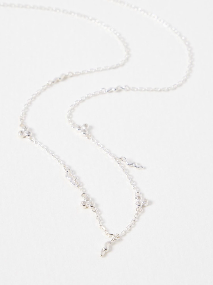Oliver Bonas Silver Tone Martha Molten Charm Short Necklace - Image 2 of 5 Oliver Bonas Silver Tone Martha Molten Charm Short Necklace - Image 2 of 5