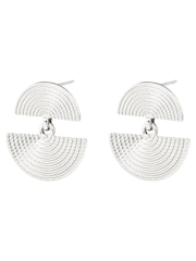 Oliver Bonas Silver Tone Marie Mini Semi Circle Tiered Silver Drop Earrings - Image 1 of 6
