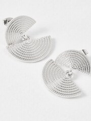 Oliver Bonas Silver Tone Marie Mini Semi Circle Tiered Silver Drop Earrings - Image 3 of 6
