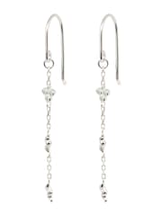 Oliver Bonas Silver Tone Martha Molten Charm Chain Drop Earrings - Image 1 of 6