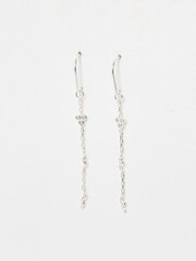 Oliver Bonas Silver Tone Martha Molten Charm Chain Drop Earrings - Image 2 of 6
