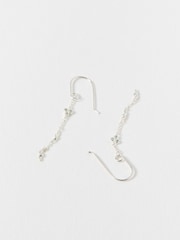 Oliver Bonas Silver Tone Martha Molten Charm Chain Drop Earrings - Image 3 of 6