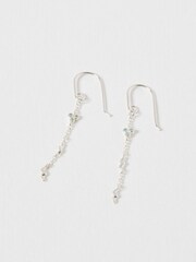 Oliver Bonas Silver Tone Martha Molten Charm Chain Drop Earrings - Image 5 of 6