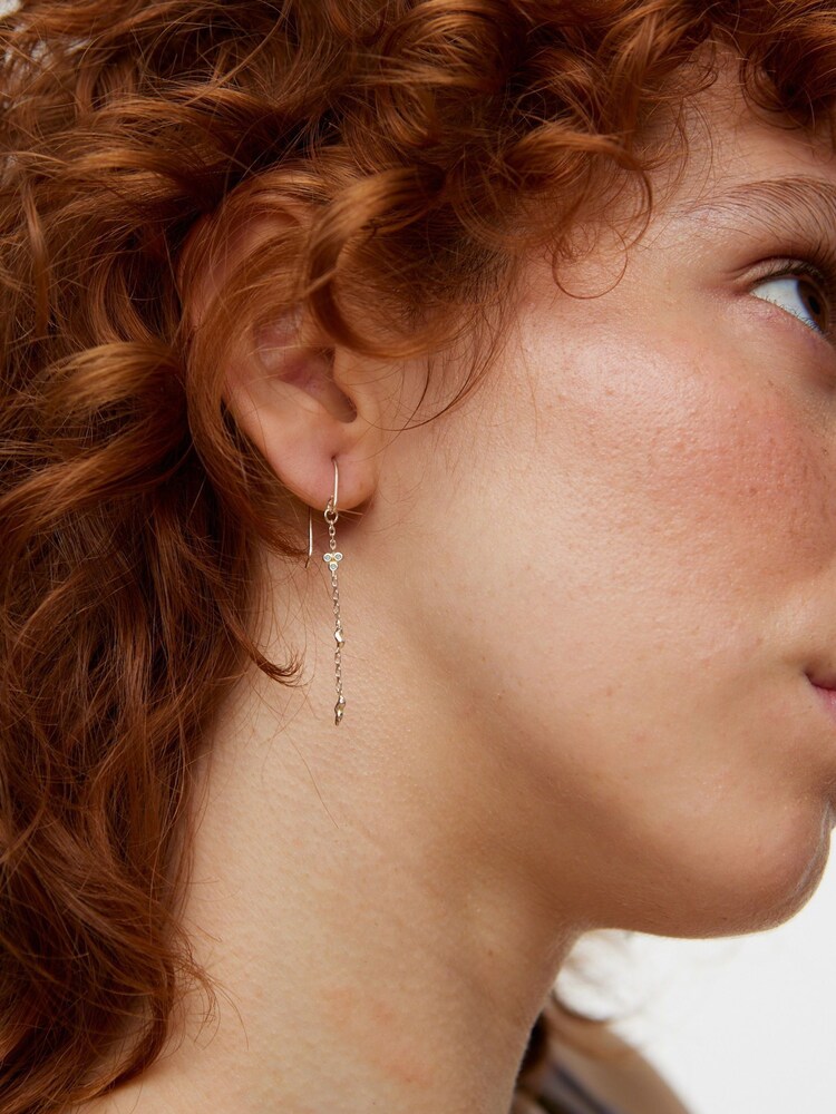 Oliver Bonas Silver Tone Martha Molten Charm Chain Drop Earrings - Image 6 of 6