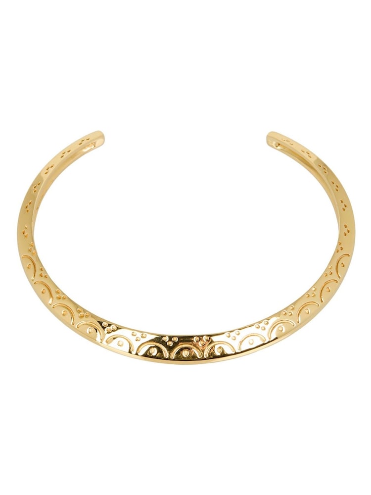 Oliver Bonas Gold Tone Susan Scalloped Engraved Bangle - Image 1 of 6