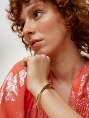 Oliver Bonas Gold Tone Susan Scalloped Engraved Bangle - Image 5 of 6