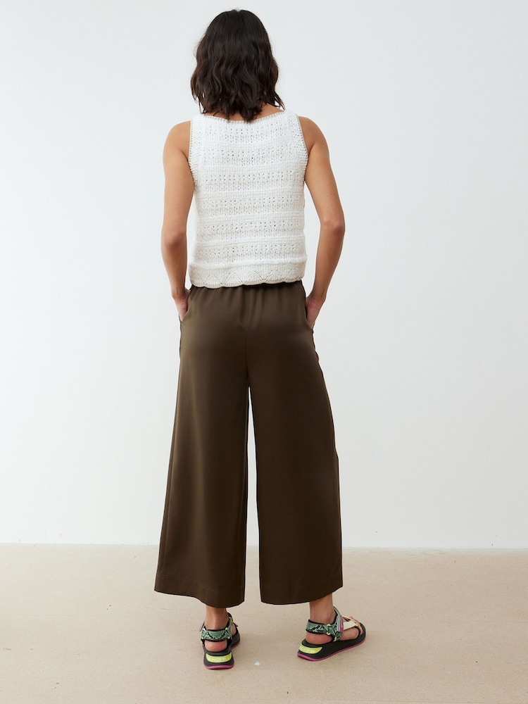 Oliver Bonas Green Palm Print Culotte Trousers - Image 2 of 8