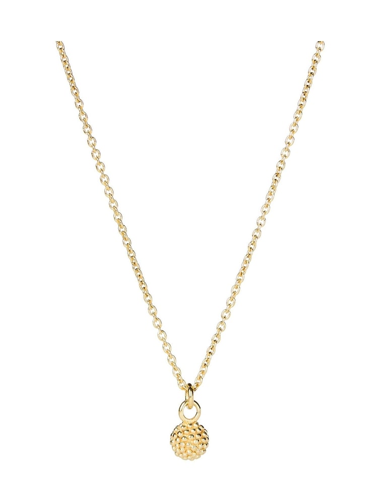 Oliver Bonas Gold Tone Elsie Textured Round Charm Gold Plated Pendant Necklace - Image 1 of 4 Oliver Bonas Gold Tone Elsie Textured Round Charm Gold Plated Pendant Necklace - Image 1 of 4