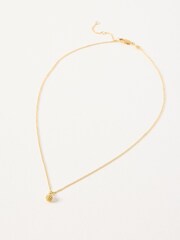 Oliver Bonas Gold Tone Elsie Textured Round Charm Gold Plated Pendant Necklace - Image 2 of 4