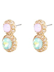Oliver Bonas Black Neve Stone Double Circle Stud Earrings - Image 2 of 6