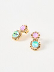 Oliver Bonas Black Neve Stone Double Circle Stud Earrings - Image 5 of 6