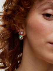 Oliver Bonas Black Neve Stone Double Circle Stud Earrings - Image 6 of 6