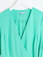 Oliver Bonas Green Textured Wrap Midi Dress - Image 6 of 9
