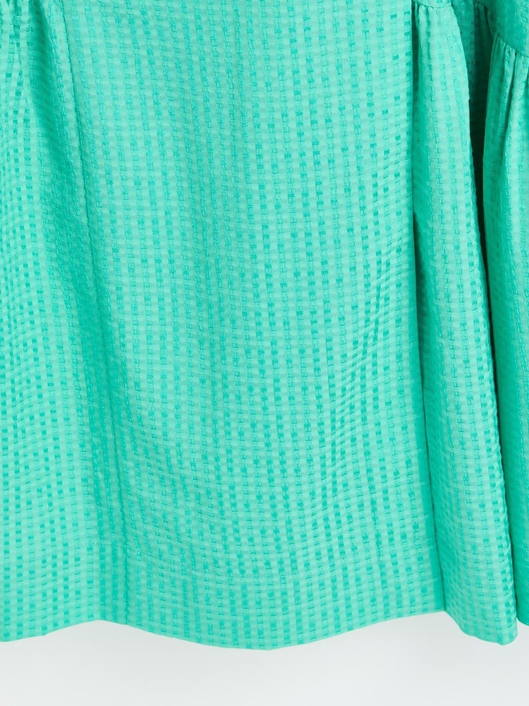Oliver Bonas Green Textured Wrap Midi Dress - Image 9 of 9