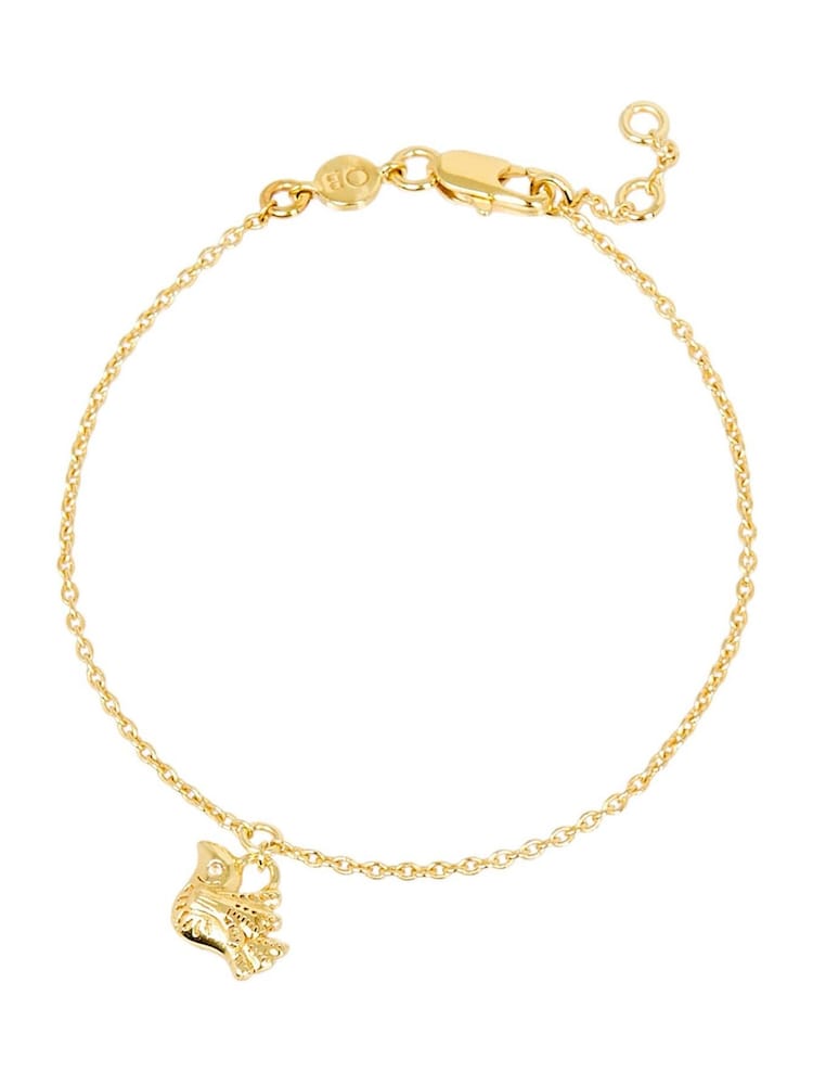 Oliver Bonas Gold Tone Wren Flying Bird Charm Chain Bracelet - Image 1 of 5
