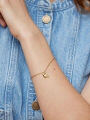 Oliver Bonas Gold Tone Wren Flying Bird Charm Chain Bracelet - Image 5 of 5