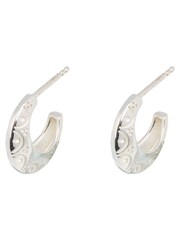 Oliver Bonas Silver Tone Susan Scalloped Engraved Hoop Earrings - Image 1 of 5