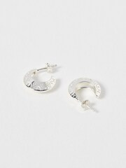 Oliver Bonas Silver Tone Susan Scalloped Engraved Hoop Earrings - Image 3 of 5
