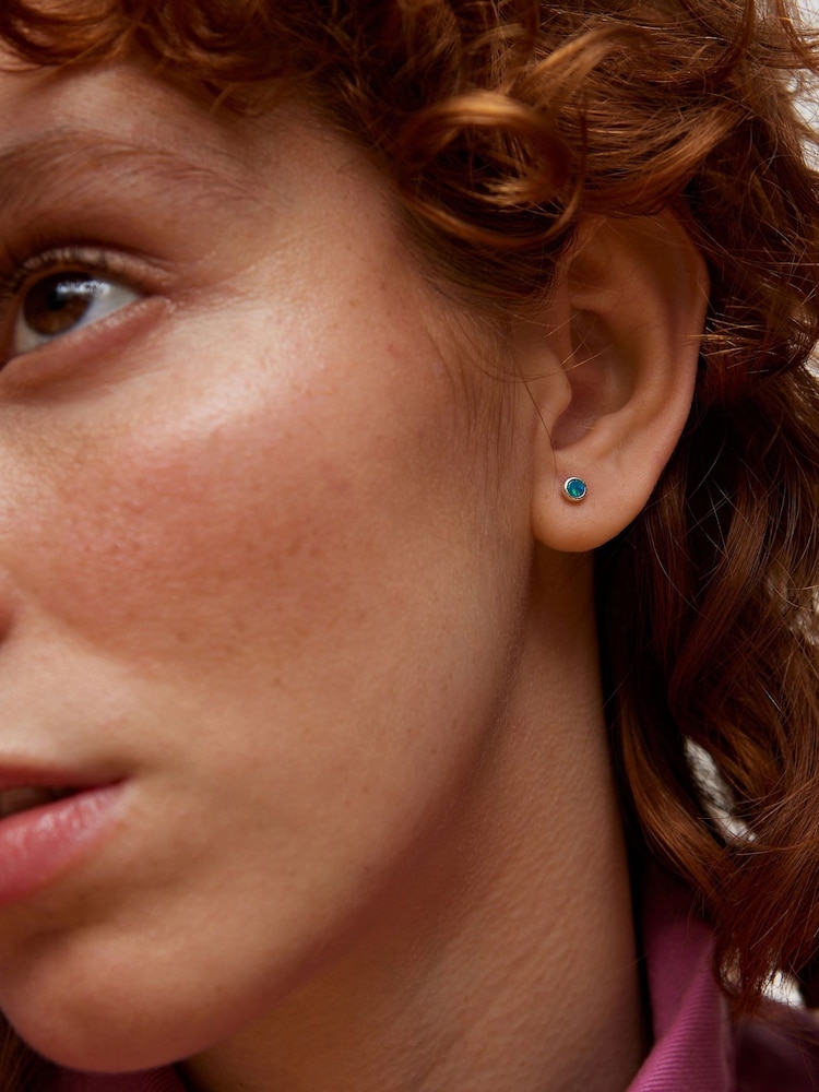 Oliver Bonas Silver Tone Nancy Opalite Molten Hoop And Stud Earrings Set - Image 7 of 7