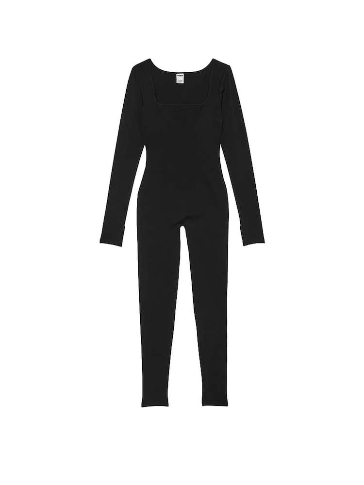 Victoria's Secret PINK Black Long Sleeve Square Neck Jumpsuit - Image 3 of 3