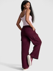 Victoria's Secret PINK Purple Rose Fleece Wide Leg Cargo Joggers - Image 2 of 4