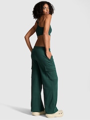 Victoria's Secret PINK Deep Forest Green Fleece Wide Leg Cargo Joggers - Image 2 of 3