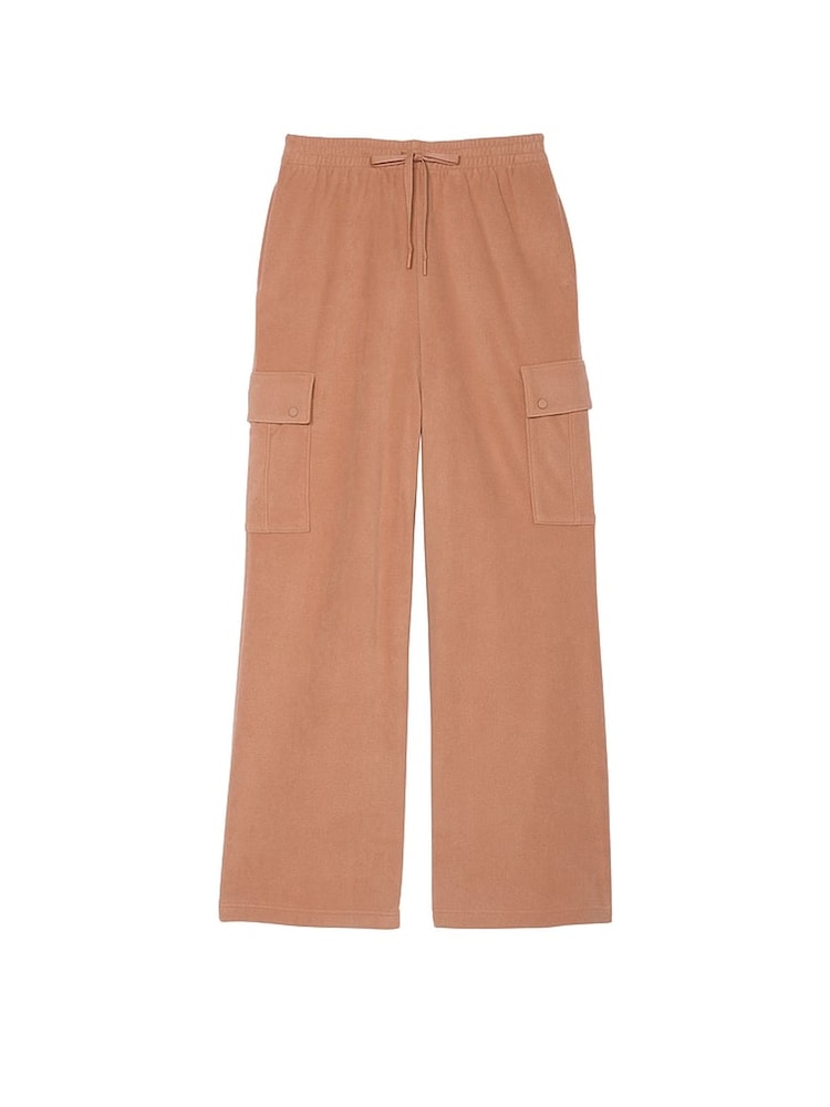 Victoria's Secret PINK Toffee Brown Fleece Wide Leg Cargo Joggers - Image 3 of 3