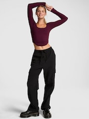 Victoria's Secret PINK Black Fleece Cargo Trousers - Image 1 of 3