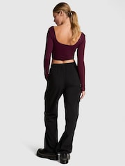 Victoria's Secret PINK Black Fleece Cargo Trousers - Image 2 of 3